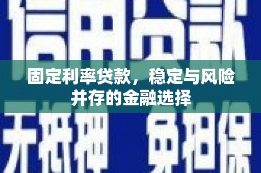 乐陵固定利率贷款，稳定与风险并存的金融选择