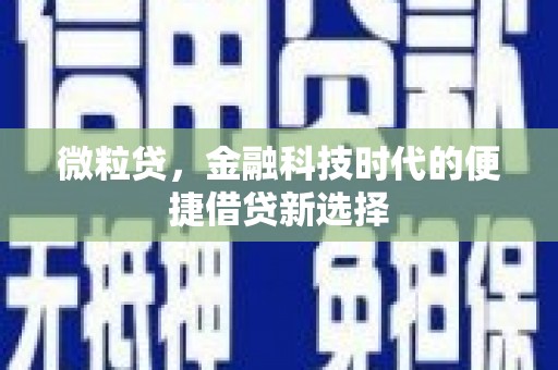乐陵微粒贷，金融科技时代的便捷借贷新选择